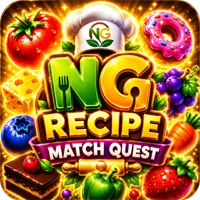 NGRecipe Match Quest app icon featuring the colorful NG Recipe logo surrounded by food ingredients and puzzle-style graphics.