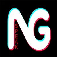 NGSpeak language learning app icon featuring a stylized NG logo with SPEAK lettering, representing interactive, multilingual language education and speaking practice.